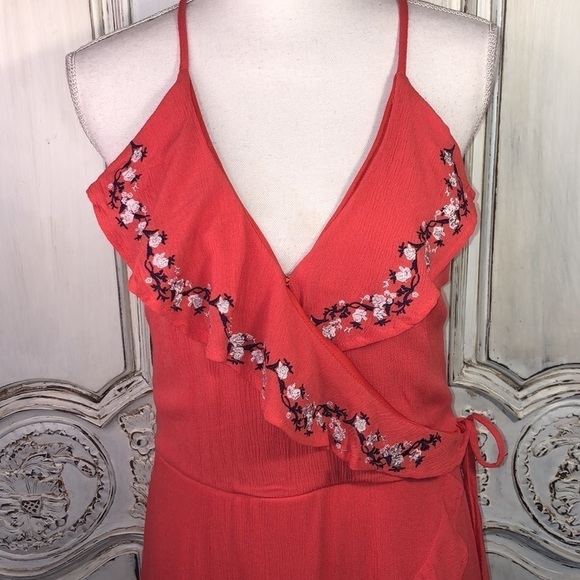 Miami for Francesca’s Spaghetti Strap Faux Wrap Ruffle Waisted Summer Dress S/L - Picture 5 of 16
